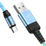 Дата-кабель HOCO U90 Ingenious streamer micro 1м (синий)