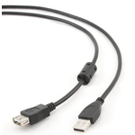 Удлинитель AM/AF 1.8m Gembird USB 2.0 + Ферритовый фильтр,черный PRO CCF-USB2-AMAF-6