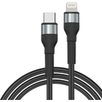 Кабель JETACCESS JA-DC60 2м черный(опл.,PD,Lightning,5A,20Вт)