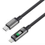 Кабель Breaking K33, USB-C - Lightning, 60W, 3А, LED-дисплей, 1м (Черный)
