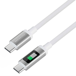 Кабель Breaking K34, USB-C - USB-C, 60W, 3А, LED-дисплей, 1м (Белый)