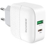 СЗУ Borofone BA46A Premium PD+QC3.0 charger, white