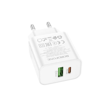 СЗУ Borofone BA88A, 20W+18W, 2 USB: Type-C + Type-A  + Кабель Lightning 1m, Белый