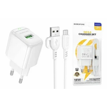 СЗУ BOROFONE BAS42A USB QC 3.0 18W + кабель Type-C 1m белый