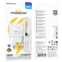 СЗУ BOROFONE BAS42A USB QC 3.0 18W + кабель Type-C 1m белый