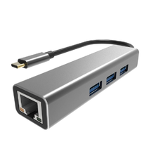 Концентратор VCOM USB 3.1 Type-Cm --> RJ-45+3port USB3.0(f)  DH311A