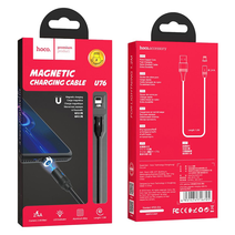 Дата-кабель HOCO U76 Fresh magnetic lightning 1м (чёрный)