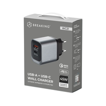 СЗУ Breaking WC21, USB-C - USB-А, PD 45W, QC 3.0, 3.0A (Графит)