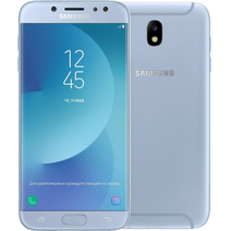 Закаленное стекло с цветной рамкой (fullscreen) для Samsung Galaxy J7 (2017) DF sColor-21 (blue)