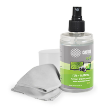 Чистящий набор (салфетки + гель) Cactus CS-S3004E для экранов и оптики 1шт 18x18см 200мл