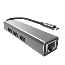 Концентратор VCOM USB 3.1 Type-Cm --> RJ-45+3port USB3.0(f)  DH311A