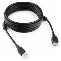 Удлинитель AM/AF 4.5m Gembird USB 2.0 + Ферритовый фильтр,черный PRO CCF-USB2-AMAF-15