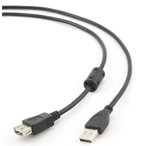 Удлинитель AM/AF 1.8m Gembird USB 2.0 + Ферритовый фильтр,черный PRO CCF-USB2-AMAF-6