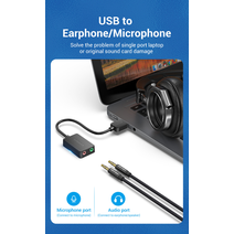 Внешняя звуковая карта Vention USB Черная CDYB0