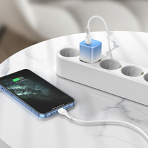 СЗУ HOCO C101A, 1USB, PD20W, Type-C + lightning (EU) (синий)