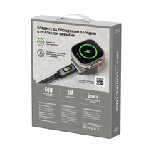 Кабель Breaking K33, USB-C - Lightning, 60W, 3А, LED-дисплей, 1м (Черный)