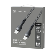 Кабель Breaking Tissue USB-C - USB-C, 60W, 3A, 1м (Черный)