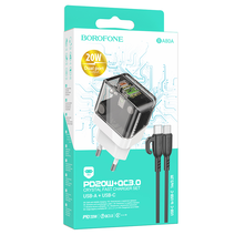 СЗУ Borofone BA80A 1USB QC3.0 + 1Type-C PD 20W быстрая зарядка для Type-C Type-C 1м