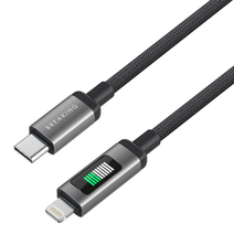 Кабель Breaking K33, USB-C - Lightning, 60W, 3А, LED-дисплей, 1м (Черный)