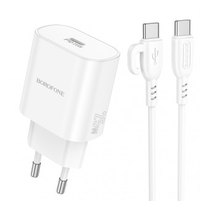 СЗУ Borofone BA82A Platinum single port + Type C - Type C PD25W charger(EU) (белый)
