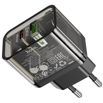 СЗУ HOCO N34 Dazzling dual-port USB-A+Type-C PD20W, черный