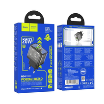 СЗУ HOCO N34 Dazzling dual-port USB-A+Type-C PD20W, черный