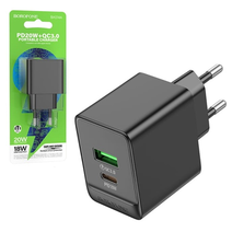 СЗУ Borofone BAS14A  2USB: Type-C + Type-A QC 3.0 PD 20W, черный