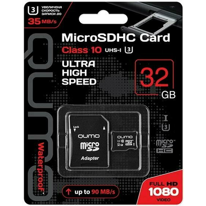 Карта памяти 32Gb QUMO MicroSDHC Сlass 10 QM32GMICSDHC10U3