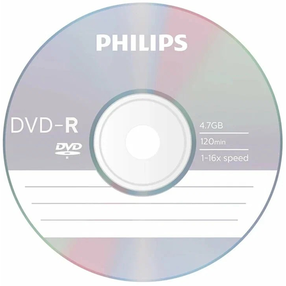 Диск DVD-R Philips 4.7 Gb, 16x, Бум.конверт