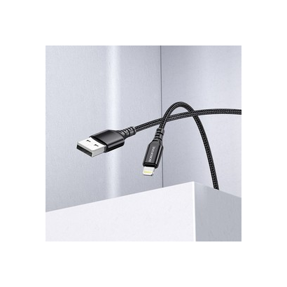 Дата-кабель BOROFONE BX54 Ultra bright Lightning, 1м (чёрный)