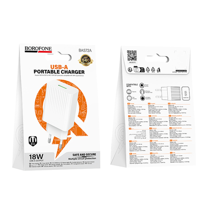 СЗУ BOROFONE BAS72A QC 3.0 USB 18W, Белый