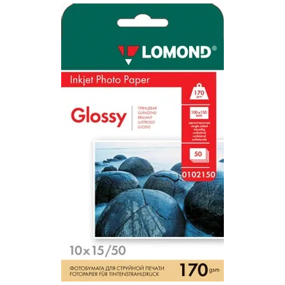 Фотобумага Lomond односторонняя, глянцевая,10x15/170гр./50 листов/0102150