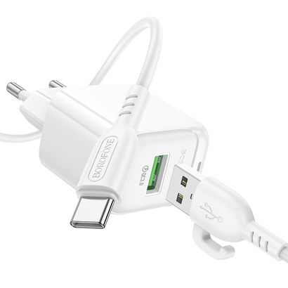 СЗУ BOROFONE BAS42A USB QC 3.0 18W + кабель Type-C 1m белый