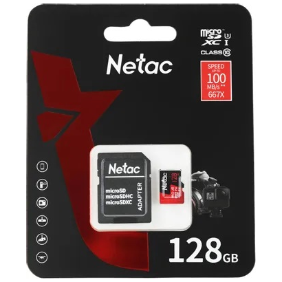 Карта памяти 128GB Netac P500 Extreme Pro MicroSD,  NT02P500PRO-128G-R