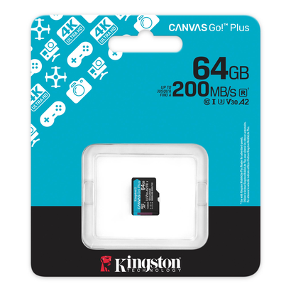 Карта памяти 64Gb Kingston microSDXC Canvas Go Plus Class 10 SDCG4/64GbSP