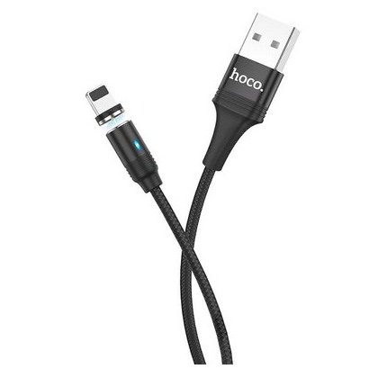 Дата-кабель HOCO U76 Fresh magnetic lightning 1м (чёрный)