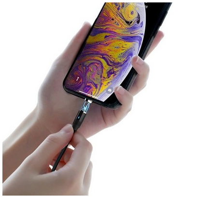 Дата-кабель HOCO U76 Fresh magnetic lightning 1м (чёрный)