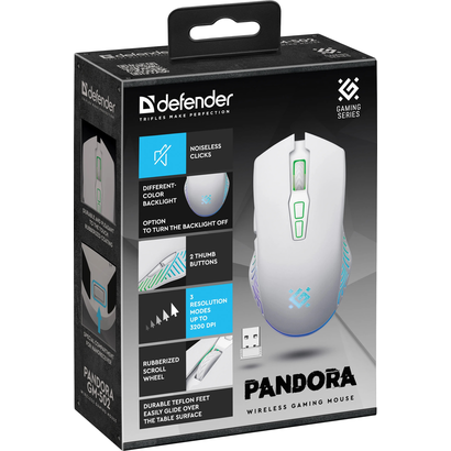 Игровая мышь DEFENDER Pandora GM-502, белая