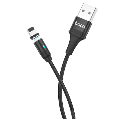 Дата-кабель HOCO U76 Fresh magnetic lightning 1м (чёрный)