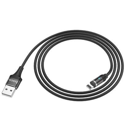 Дата-кабель HOCO U76 Fresh magnetic lightning 1м (чёрный)