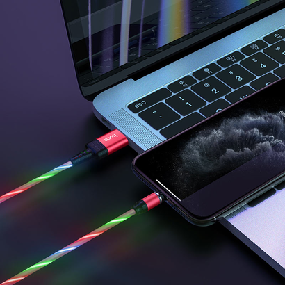 Дата-кабель HOCO U90 Ingenious streamer lightning 1м (красный)