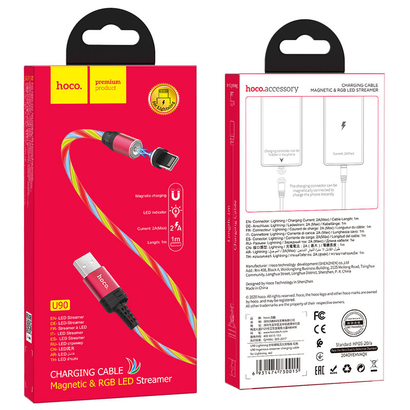 Дата-кабель HOCO U90 Ingenious streamer lightning 1м (красный)