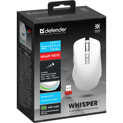 Игровая мышь DEFENDER Whisper GM-209 белый