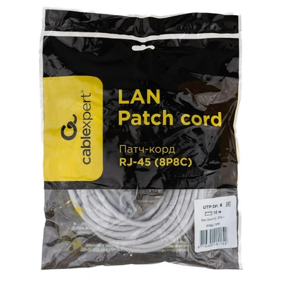 Патч-корд Cablexpert cat.6, 10м. серый PP6U-10M