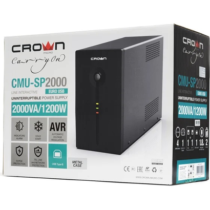 ИБП 2000 В*А CROWN CMU-SP2000EURO USB