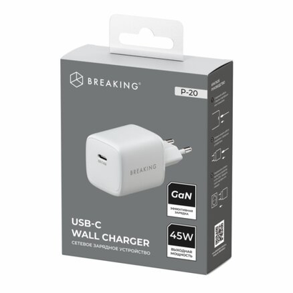 СЗУ Breaking P-20 USB-C, 45W, QC 3.0, 3.0A (Белый)
