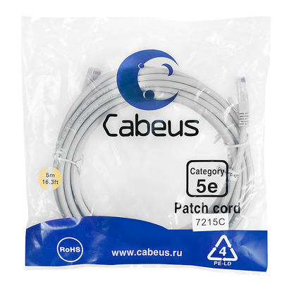 Патч-корд RJ45-Cat.5e-5m Cabeus