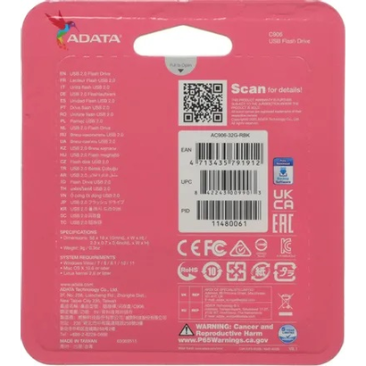 USB Flash 32GB USB 2.0  A-DATA C906 AC906-32G-RBK