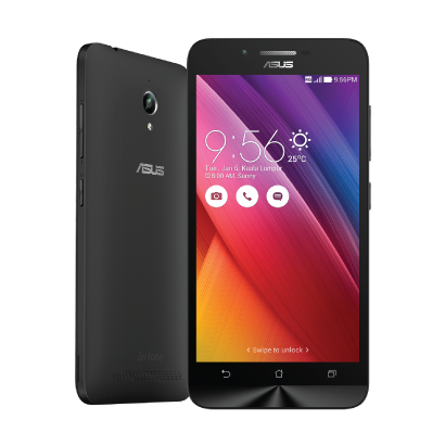 Смартфон Asus ZC500TG Zenfone Go 8Gb черный моноблок 3G 2Sim 5'' 720x1280 And5.1 8Mpix WiFi BT GPS