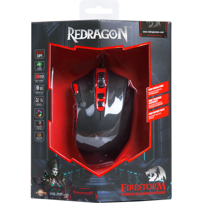Игровая мышь Redragon FireStorm лазер,19 кнопок,50-16400 dpi